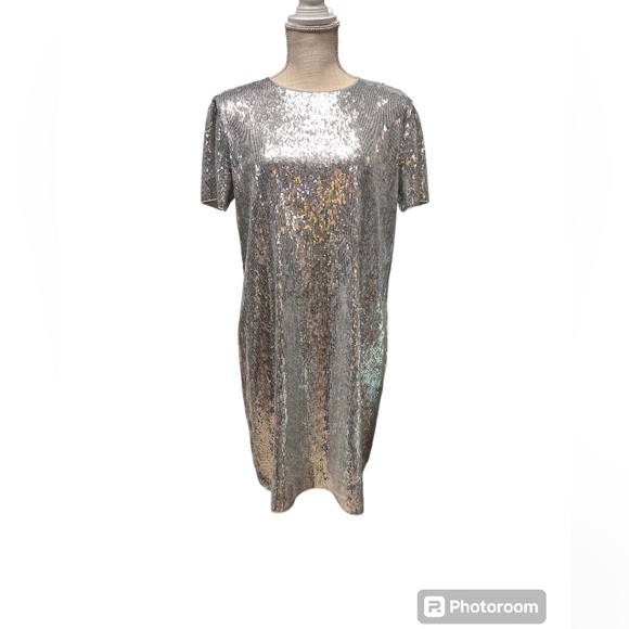 New! Express silver sequined dress. - Picture 1 of 3